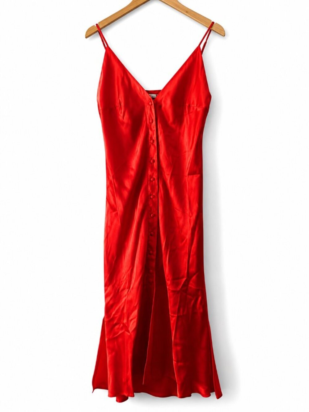 NWT Gold Hawk Red 100% Silk Maxi Slip Dress S